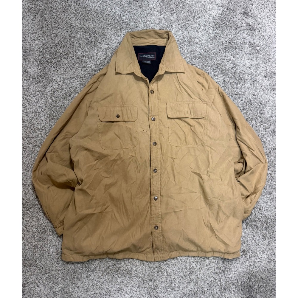 Weathercast by Weatherproof Tan Fleece Lined Shirt Jacket XXL Mens Brown